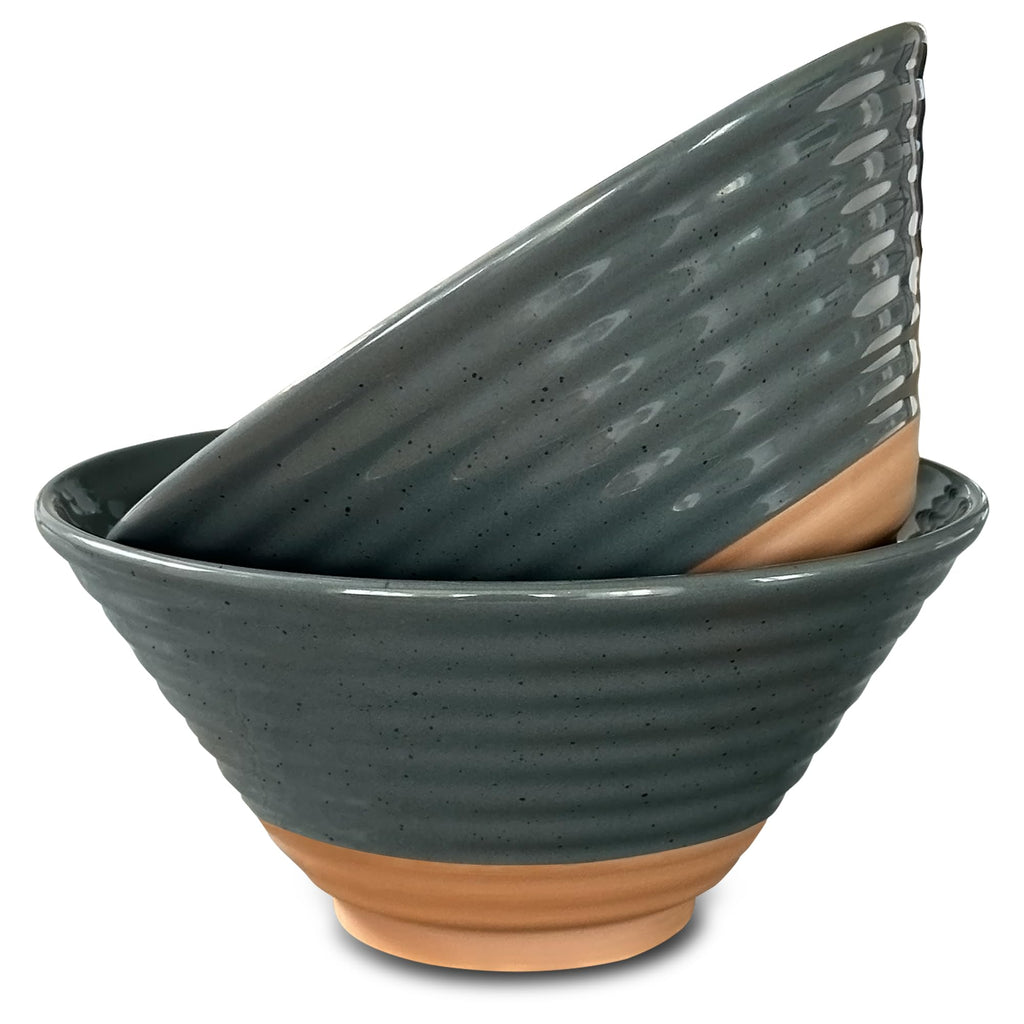 Mora Ceramic Ramen Bowl Set of 2 45oz - Great for Pho Miso Udon Soup Instant Noodles Serving Thai or Asian Food - Microwave Safe Large Japanese Noodle Bowls Modern Kitchen - Charcoal