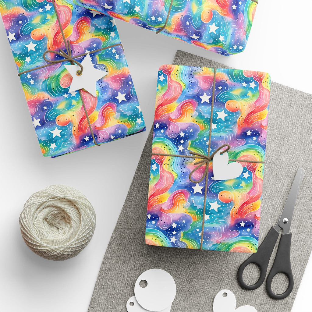 Bespattered Facade Rainbow Sky Wrapping Paper | Three Sizes | Glossy or Matte