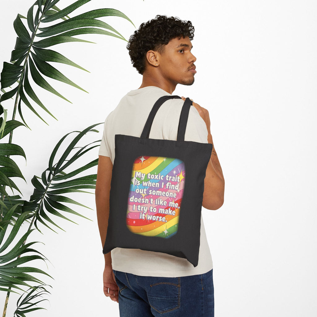 Bespattered Facade Rainbow "Toxic Trait" Canvas Tote Bag Reusable Carryall
