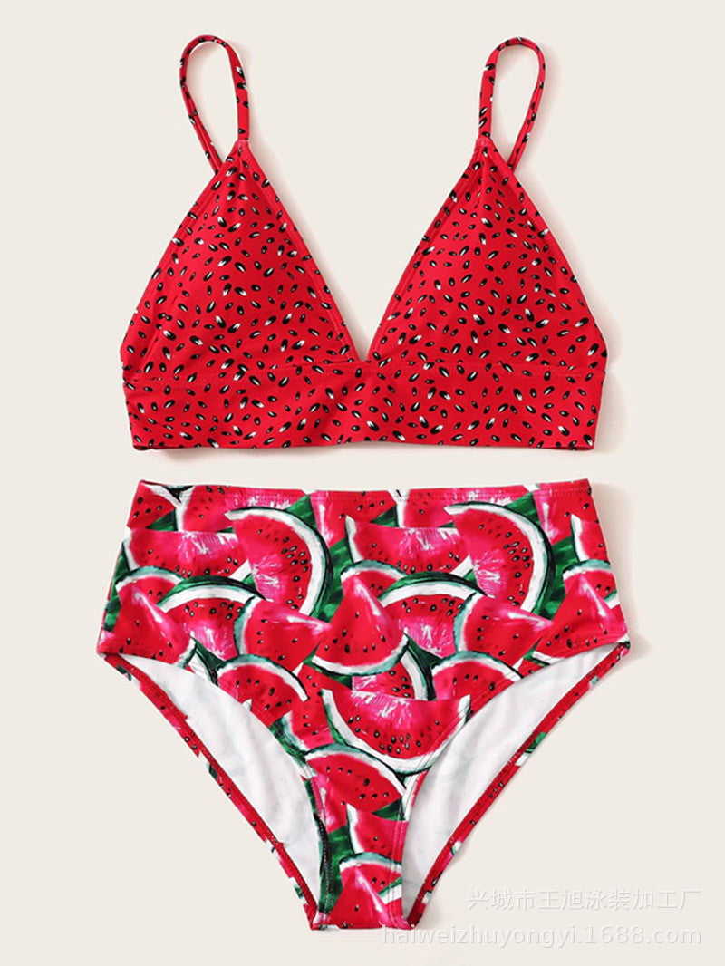 2019 New Watermelon Print Women's Bikini Swimsuit