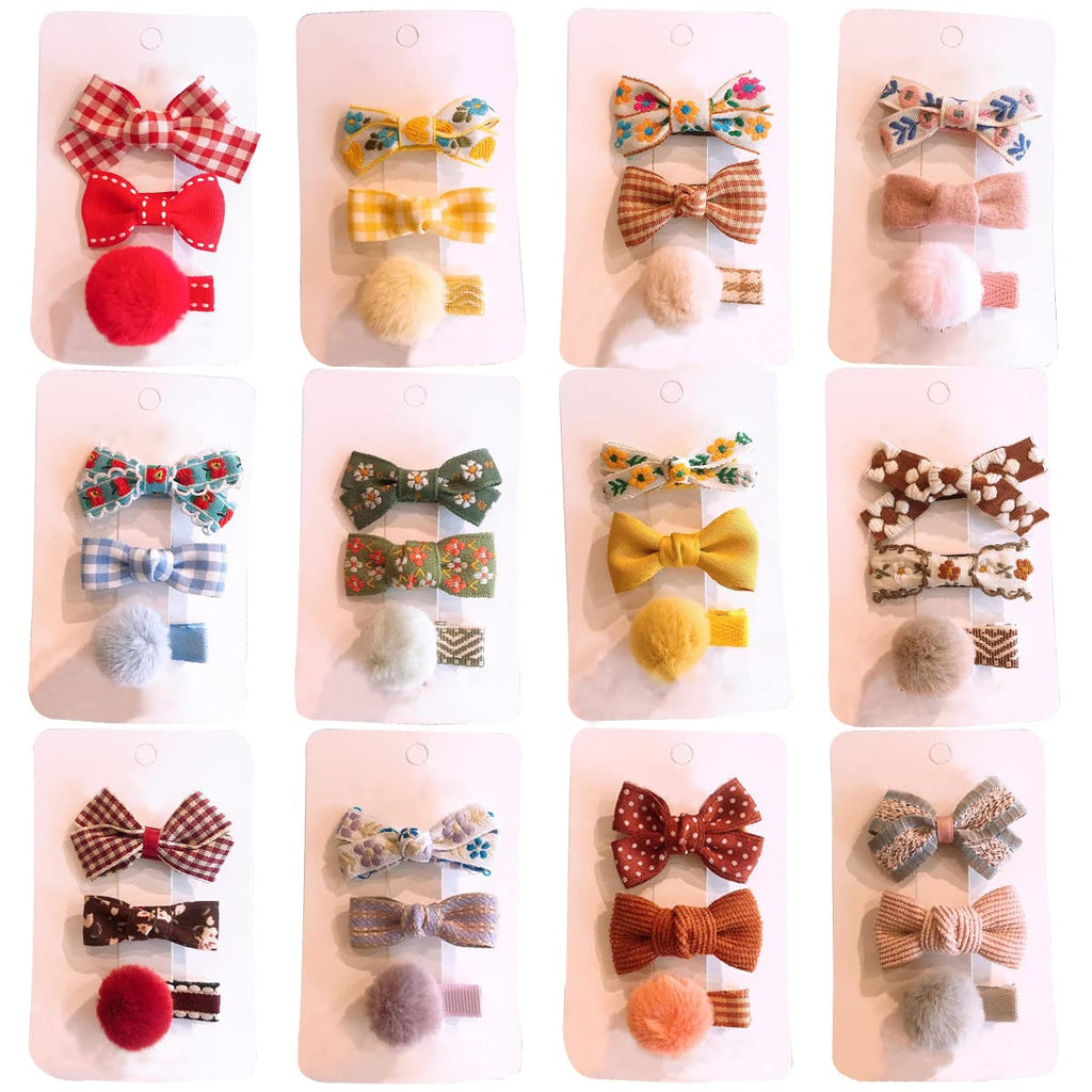 FZBNSRKO Baby Girls Hair Accessories Set - 15pcs Cute Ball/Bow Barrettes and Clips (Random 5 Sets)