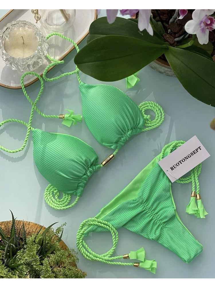2022 New European Style Solid Color Bikini Wholesale
