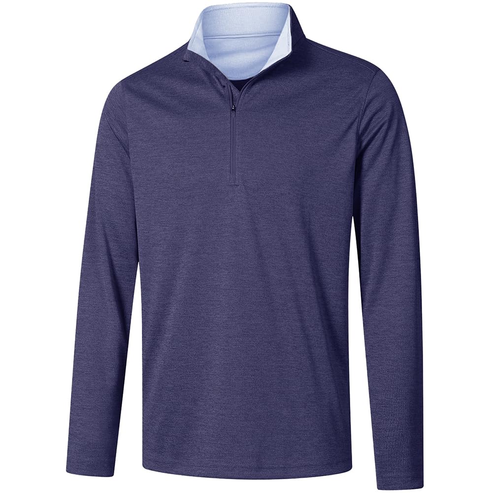 VAUTE Performance Fishing Shirts for Men Long Sleeve Fishing Shirts for Men uv Protection UPF Sun Protection Clothing 1/4 Zip Pullover Mens Long Sleeve Swim Shirts for Mens
