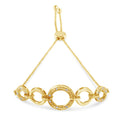 10K Yellow Gold over .925 Sterling Silver Diamond Accented Graduated Infinity Open Circle 6â€-9â€ Adjustable Bolo Bracelet