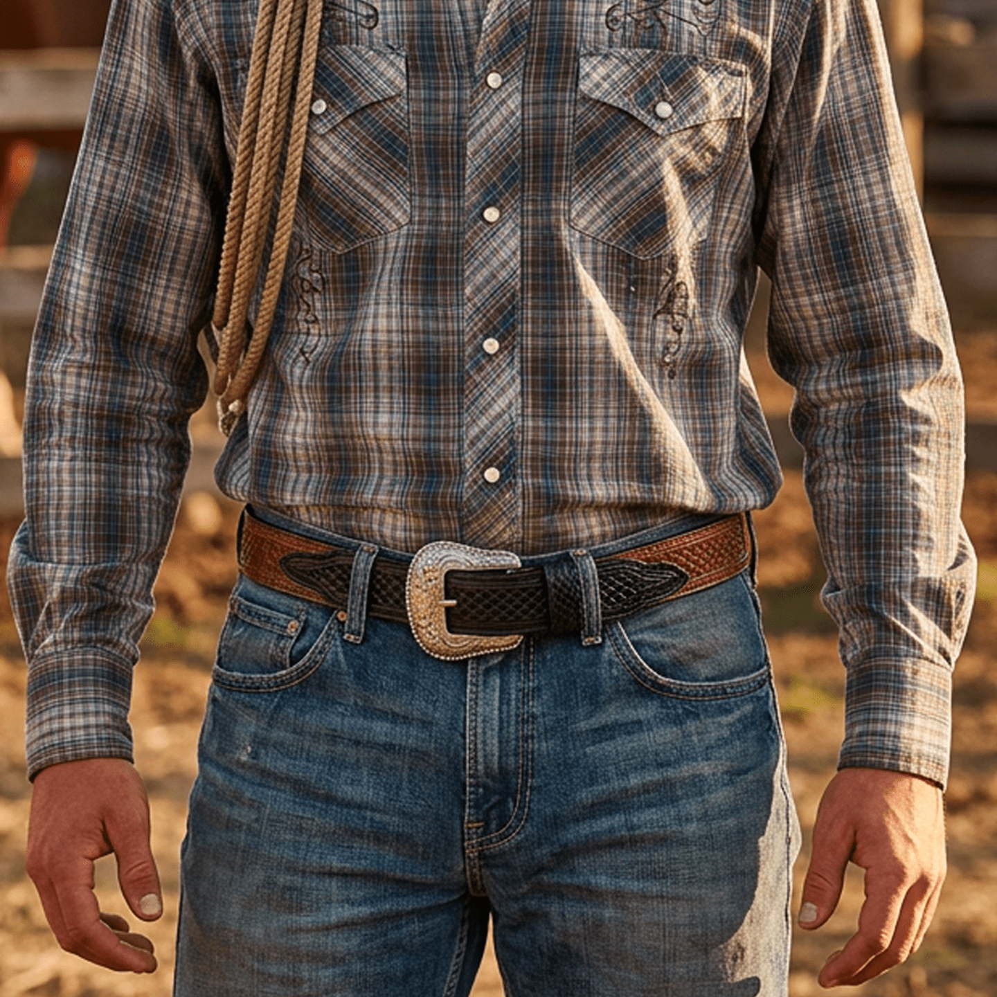 Hand-Tooled Basketweave Belt