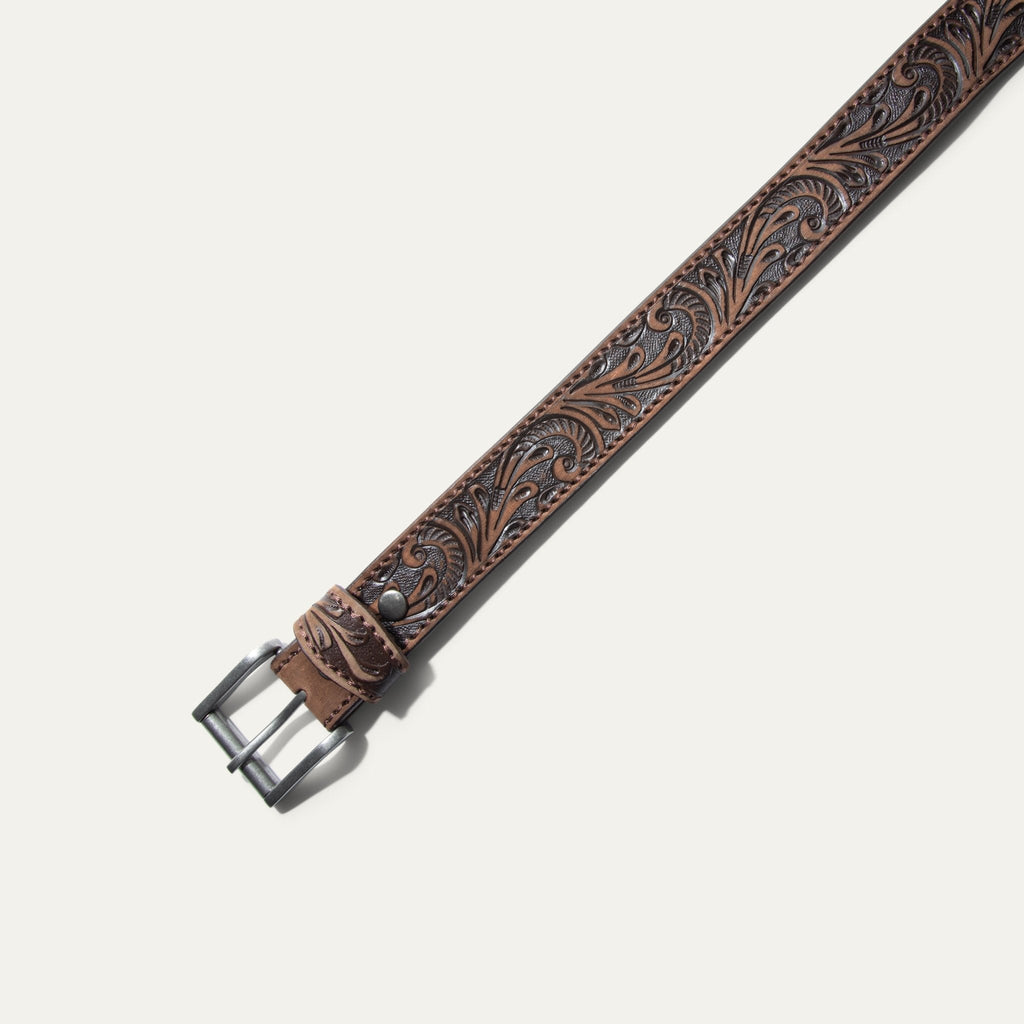 HAND-TOOLED MORNING GLORY JEAN BELT
