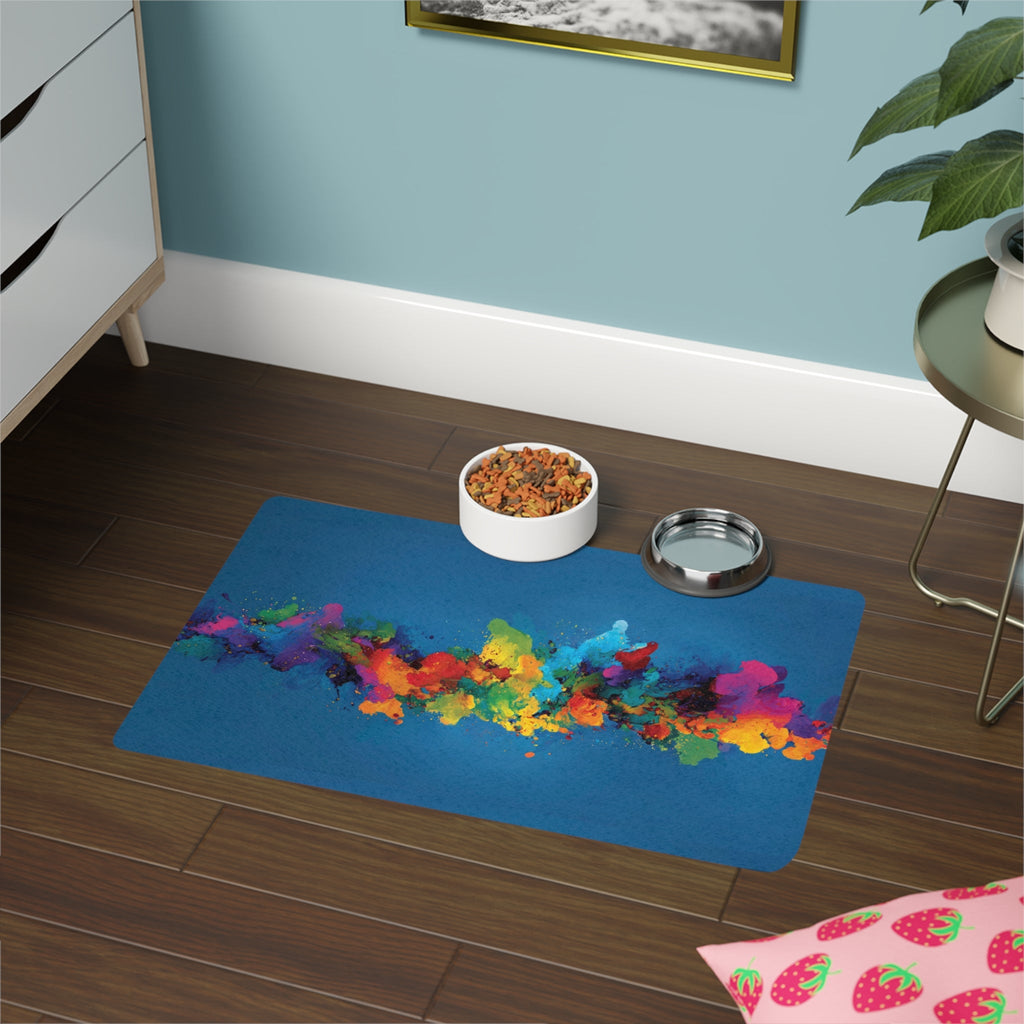Bespattered Facade Rainbow Painting Pet Food Mat