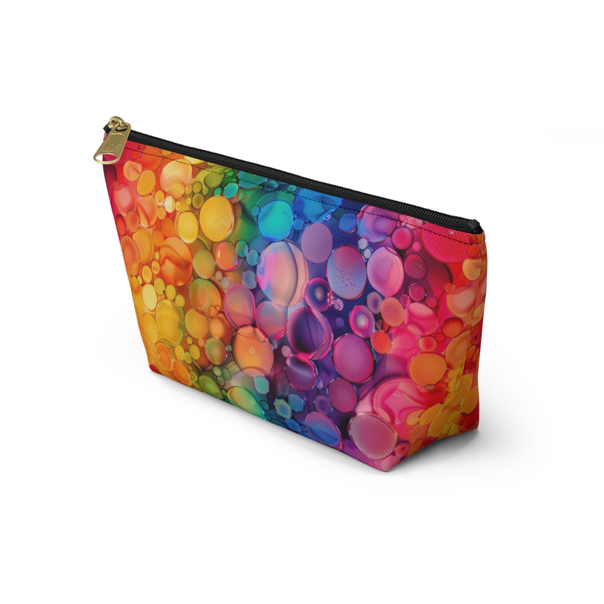 Bespattered Facade Rainbow Ink Dots Accessory Pouch With T-Bottom | 2 Sizes