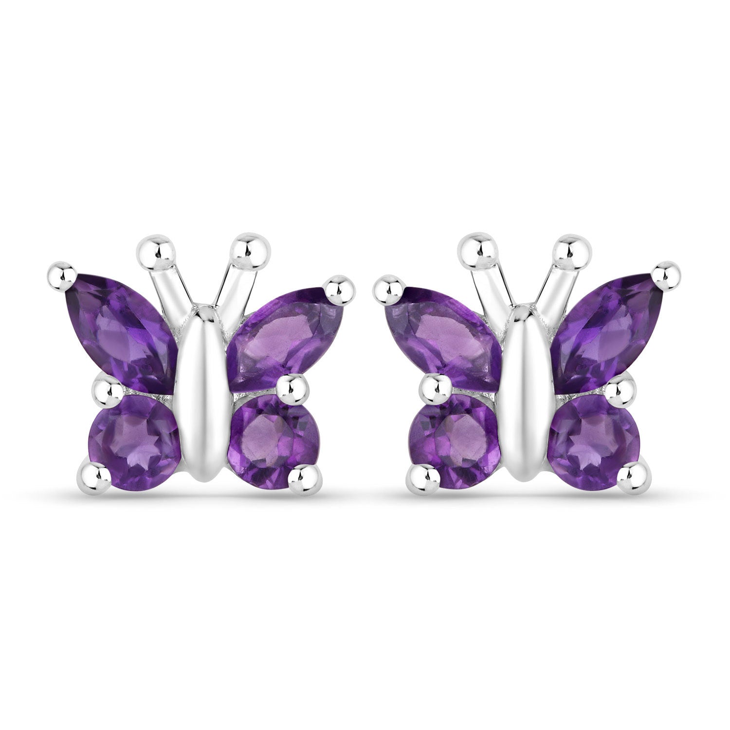 1.00 Carat Genuine Amethyst .925 Sterling Silver Earrings