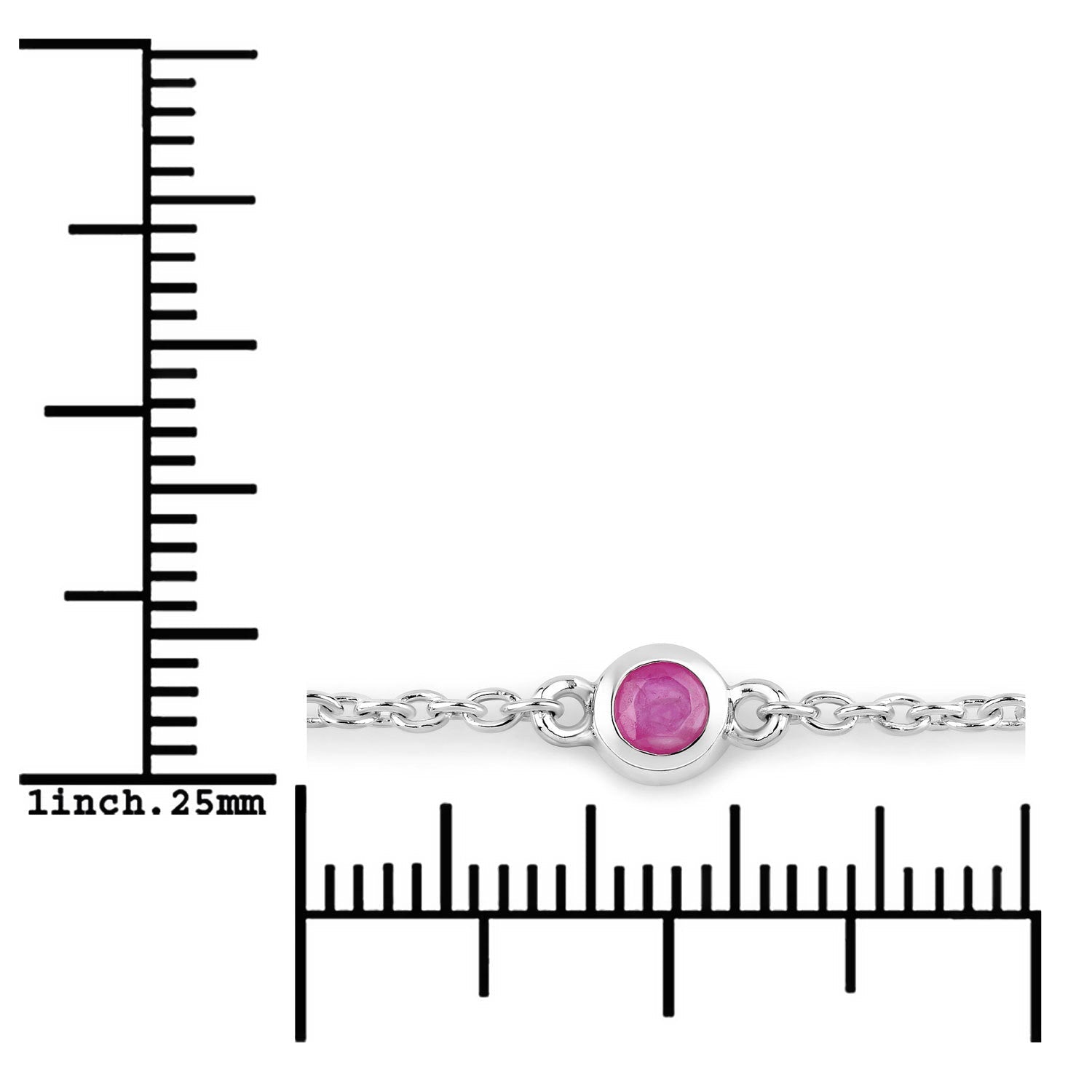 0.65 Carat Genuine Ruby .925 Sterling Silver Bracelet