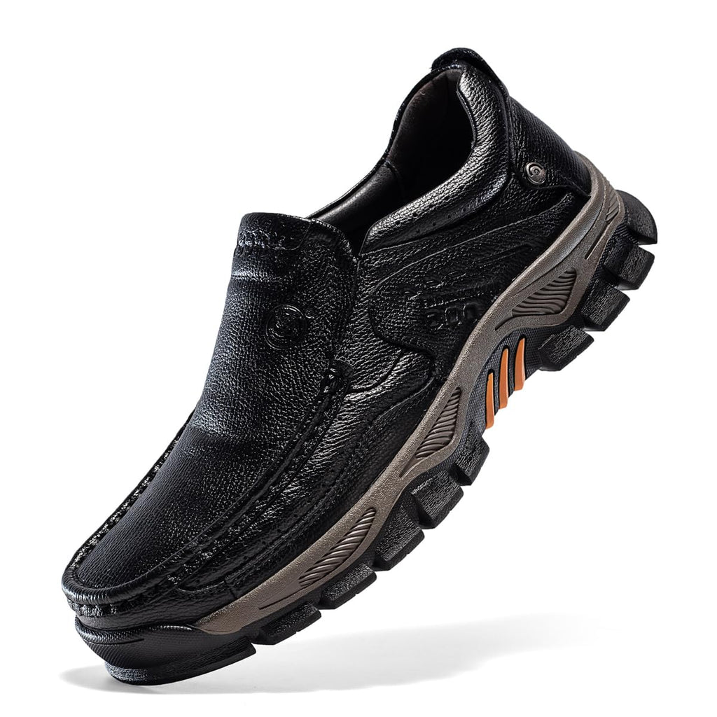 Mens Fashion Loafers Vintage Classical Leather Slip On Handmade Shoes Daily Casual Shoes Work Office Driving Shoes (Black 8)