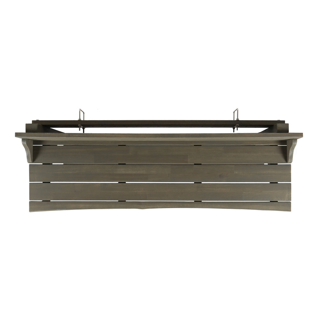 3-Piece Balcony Bar Set with Bottom Shelf Table and 2 Stools, Grey Finish