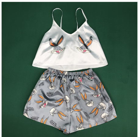 Summer Silk V-Neck Loungewear Set for Women