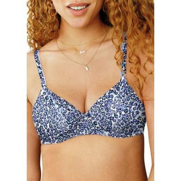 Hanes Womens Ultimate T-Shirt Soft Contour Wirefree Bra in Daisy Sketch Print W
