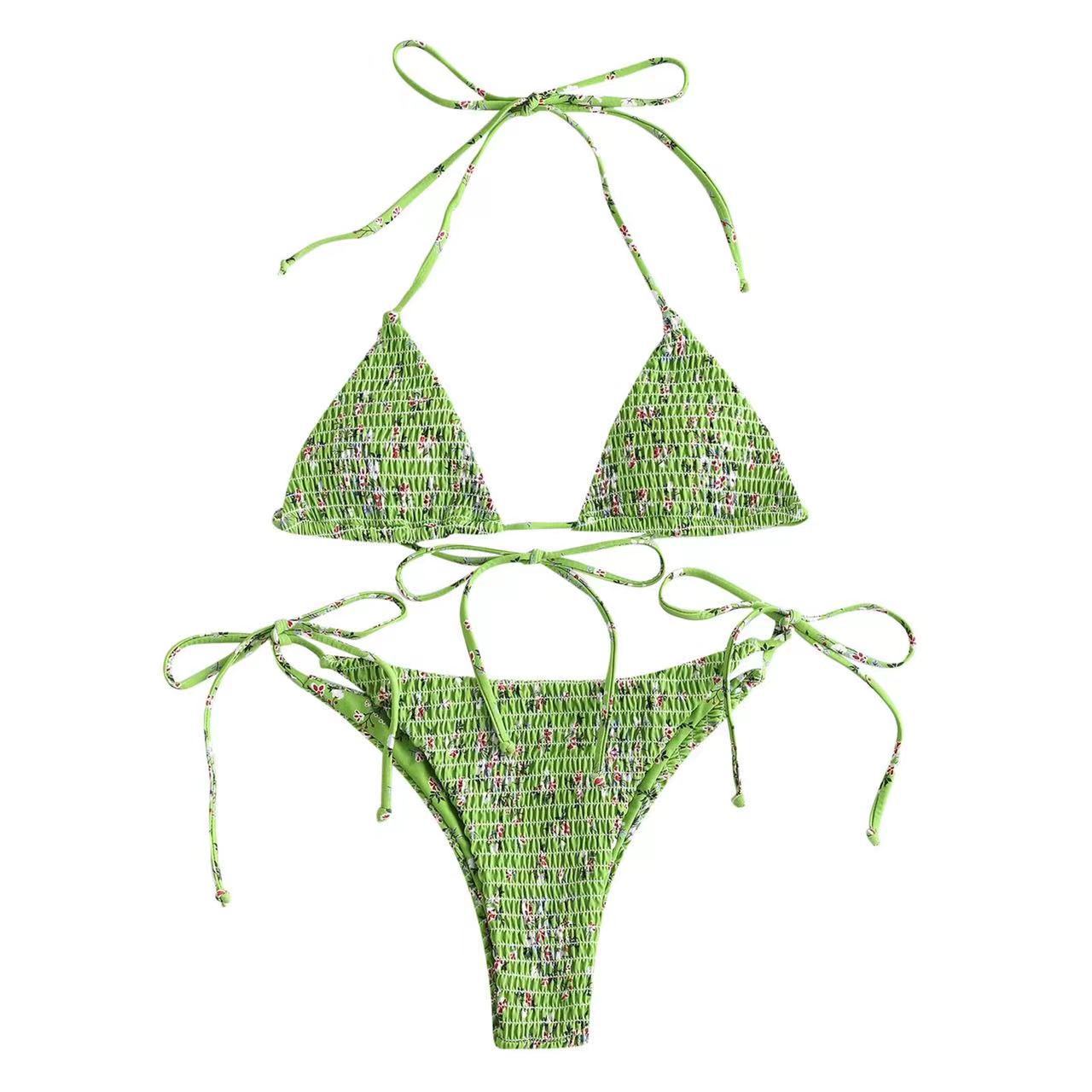 Juntong 2023 New Sexy Ruffled Print Bikini Set