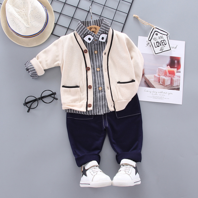 New Spring Cardigan Set for Boys' Sweaters (3 Pieces)