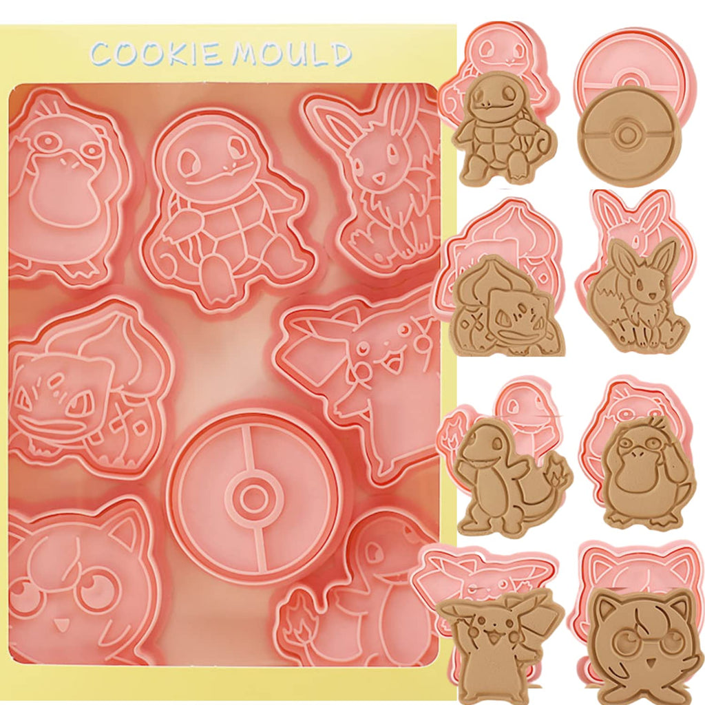 Orapink Cookie Cutter-8 Plastic Cookie Stamps-Cartoon Fun Cookie Mold，Children Baking Set