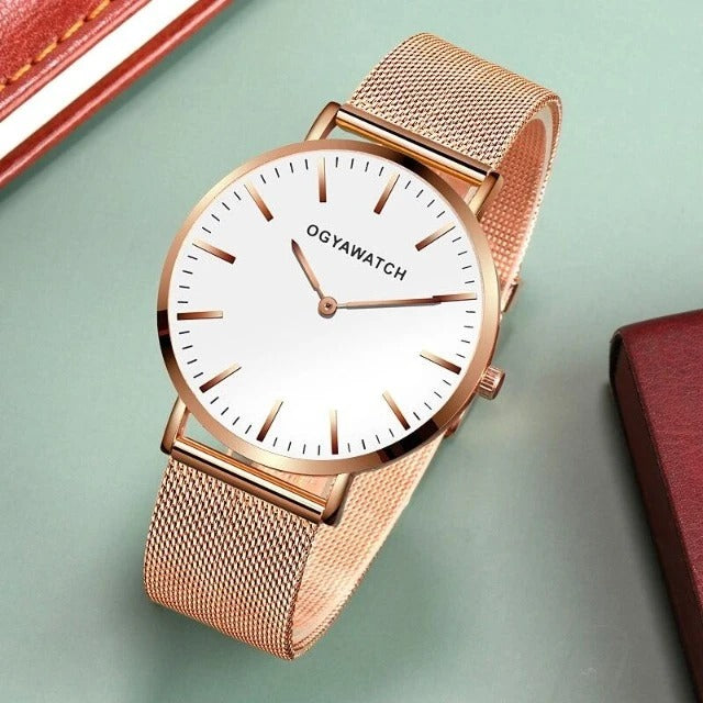 New OGY Mesh Band Watch - Slim, Stylish Quartz Timepiece