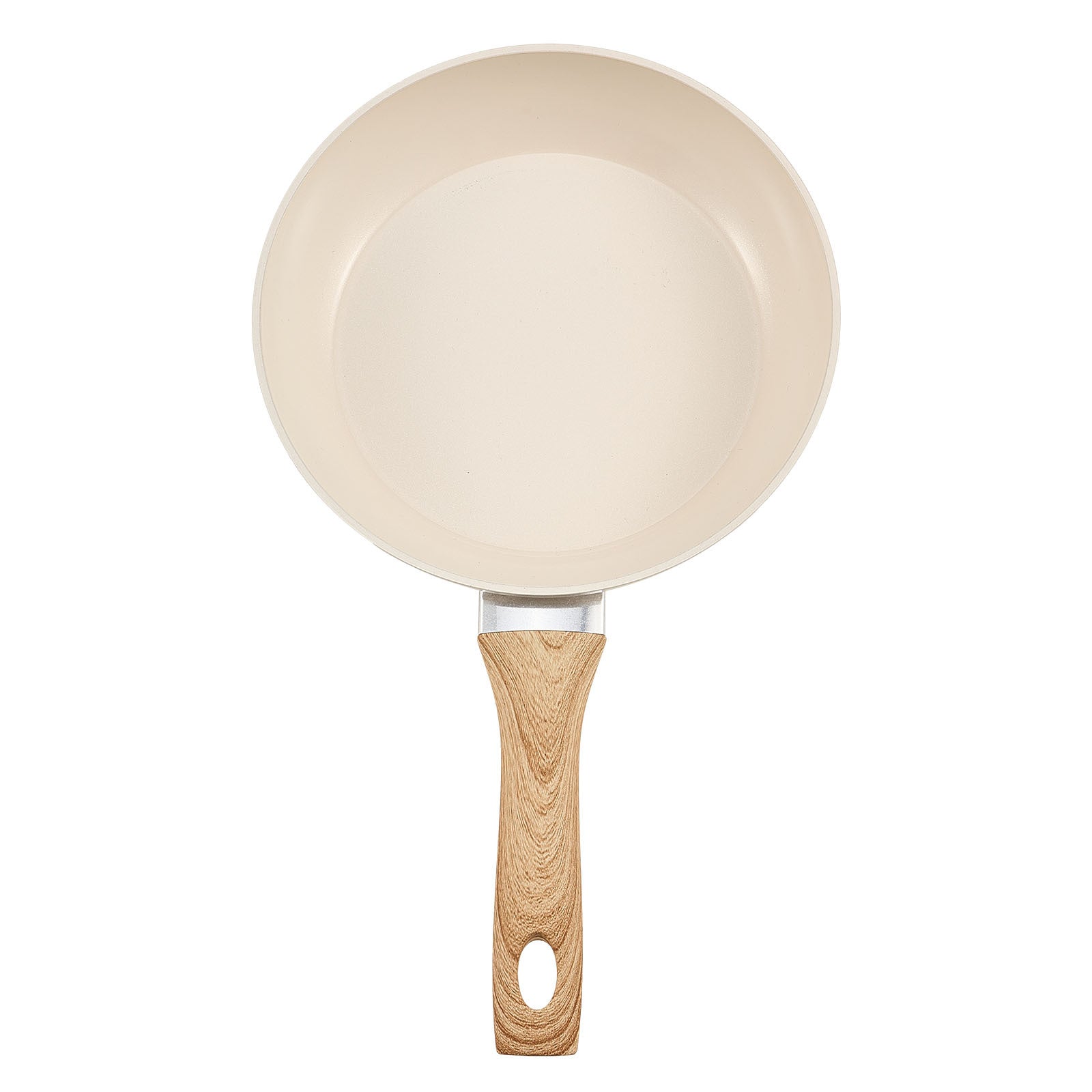 3 Piece Frying Pan Aluminum Skillet Set 8 9.5 11 in Handle Pre-Seasoned Beige
