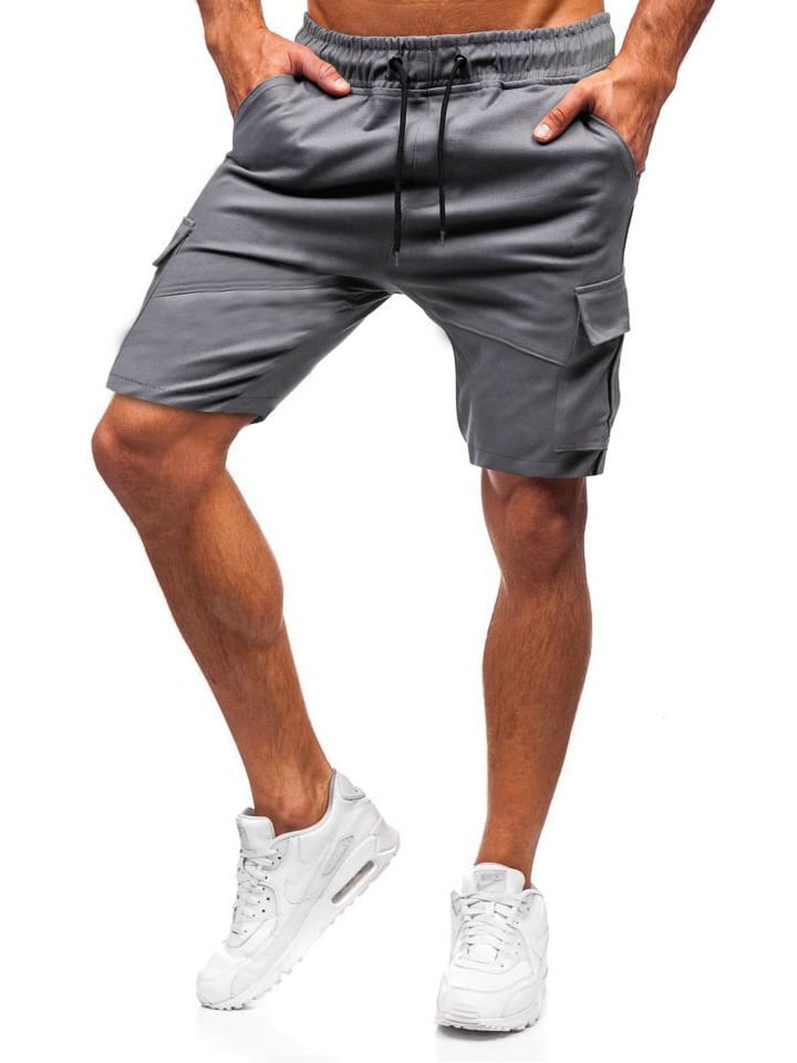Men's Tethered Casual Workwear Shorts with Leather Trim