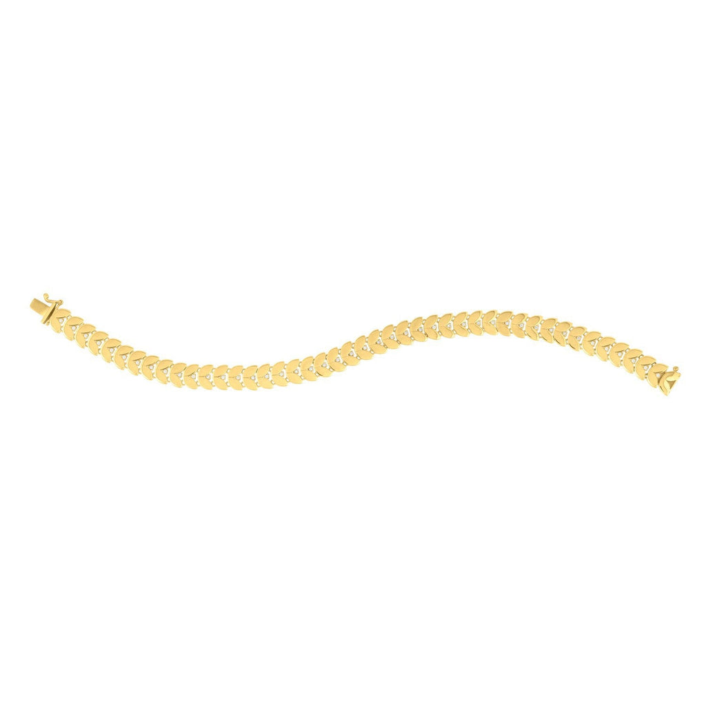 14k Yellow Gold 7 1/2 inch Laurel Leaf Bracelet with Diamond (7.40 mm)