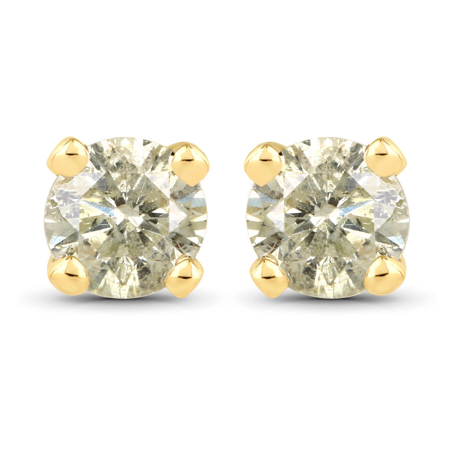 0.92 Carat Genuine LB Diamond 14K Yellow Gold Earrings