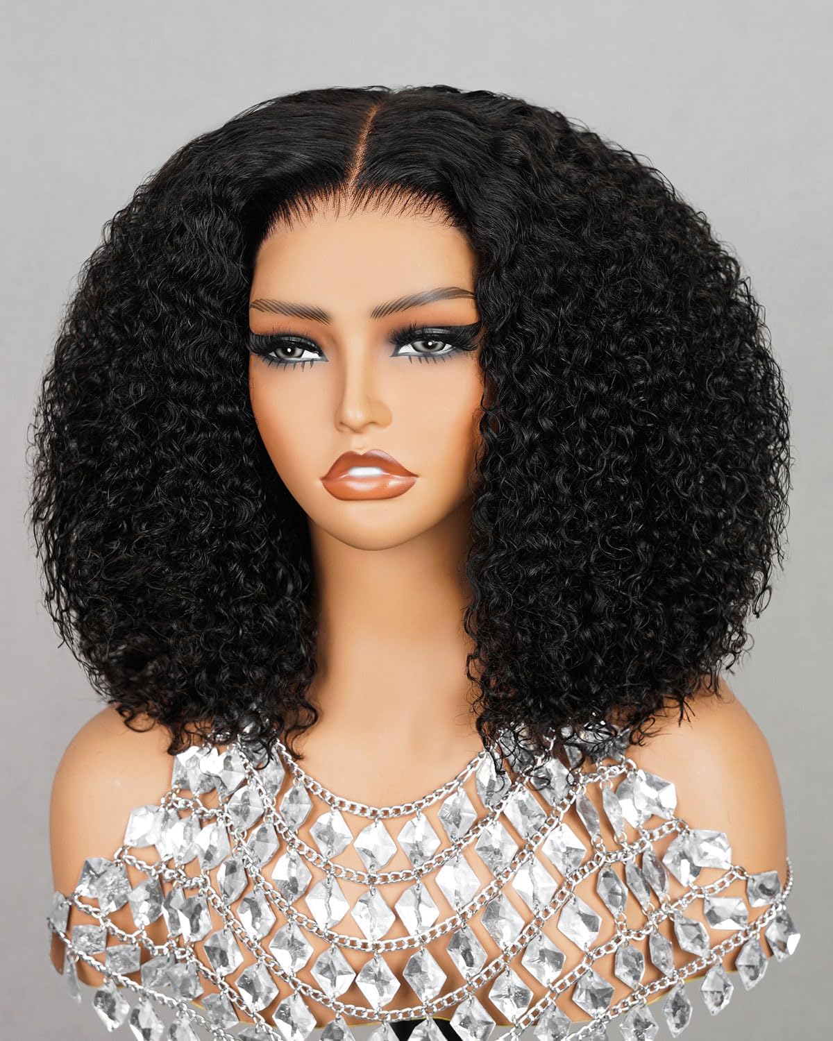 Megalook hair 12A Curly Bob Wig Human Hair Pre Cut Glueless Bob Wig Human Hair 6X6 HD Lace Closure Bob Wig Real Ready to Go Bob Wig Human Hair Glueless Wig Pre Plucked Bleached Knots 14Inch