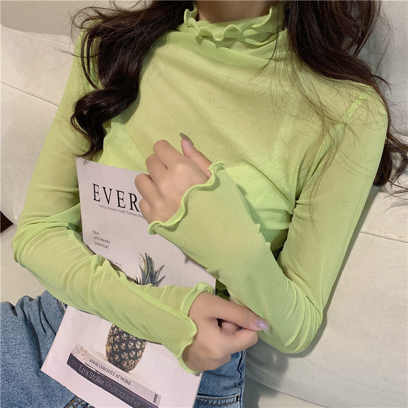 Korean Fashion Vintage Mesh Loose Transparent T-Shirt