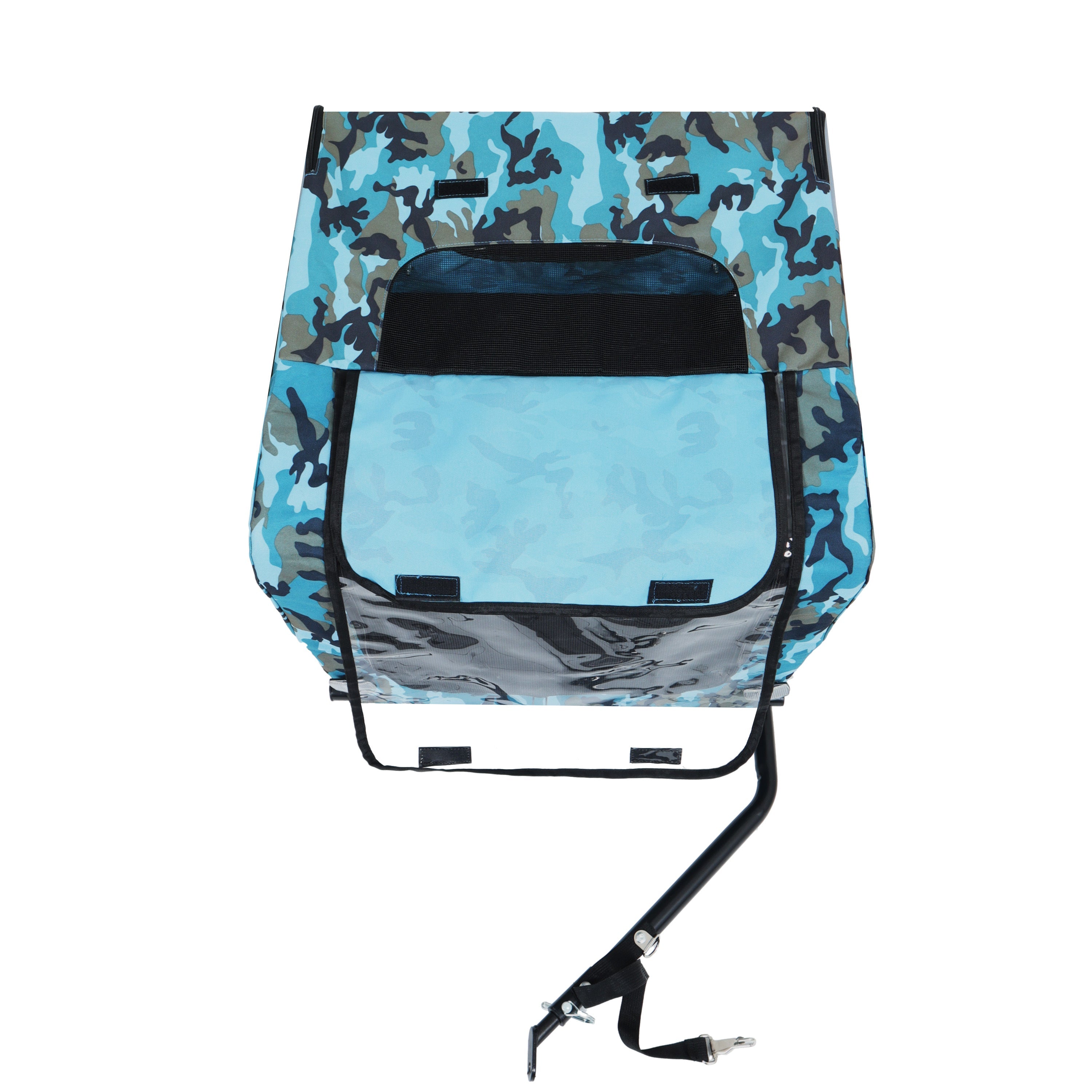 Outdoor Heavy Duty Collapsible Pet Bike Trailer with 16-Inch All-Terrain Wheels & Universal Hitch – Foldable Dog/Cargo Carrier Cart for Bicycles, blue+black