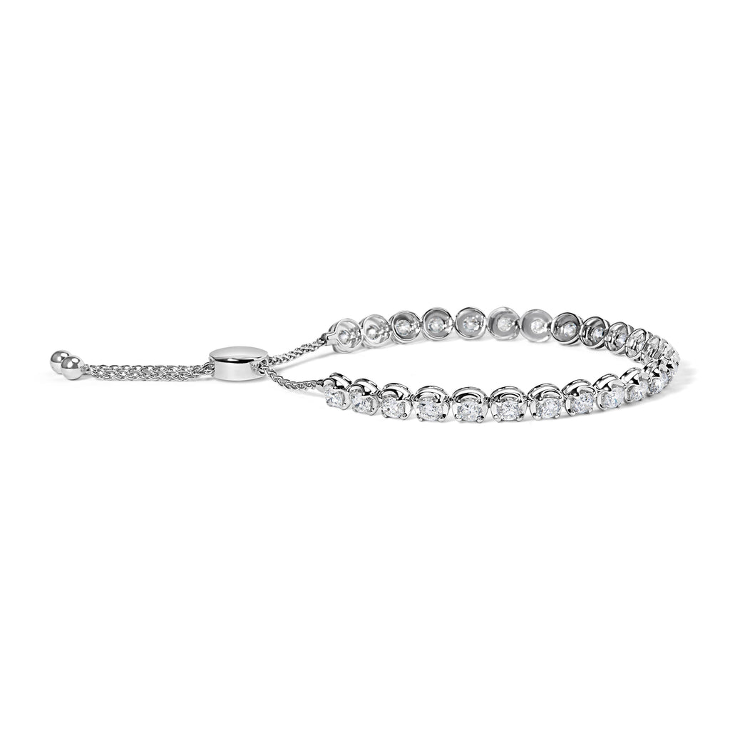 14K White Gold 6.00 Cttw Diamond 4â€-10â€ Adjustable Bolo Tennis Bracelet (I-J Color, I1-I2 Clarity)
