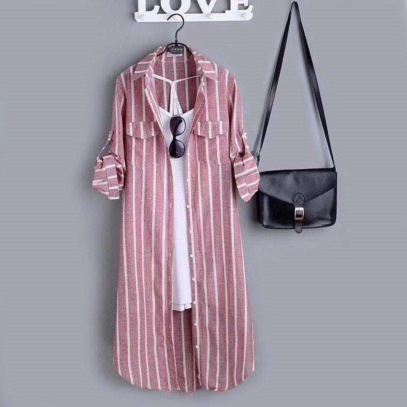 Women's Mid-Length Loose Plaid Shirt for Spring
