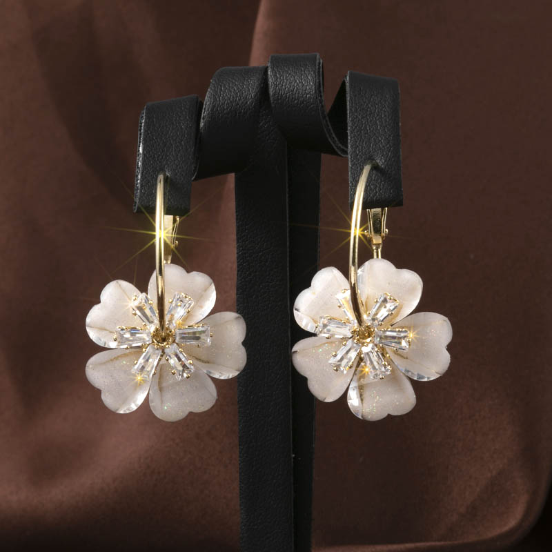 925 Silver Flower Crystal Hoop Earrings (2020 New Style)
