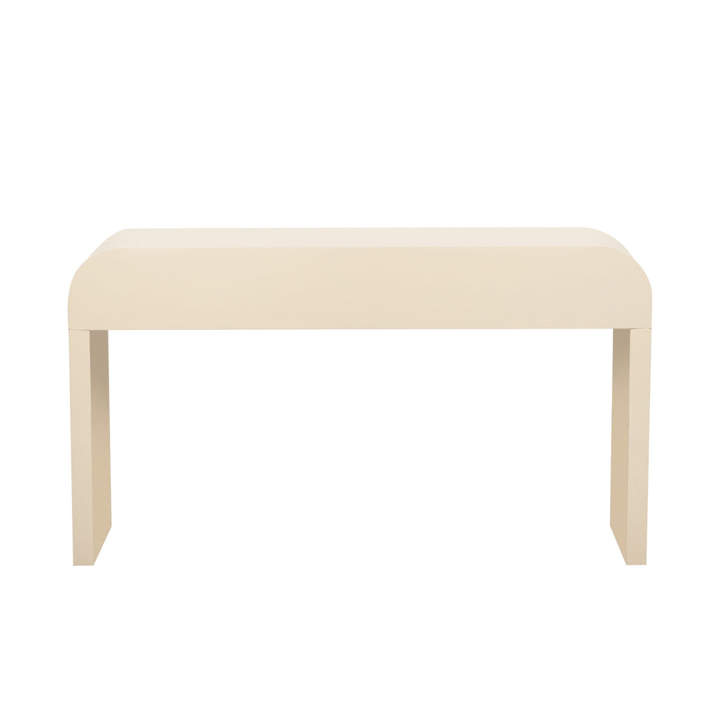 TREXM Modern Console Table with 2 Storage Drawers, Fluted Entryway Table with Rounded Silhouette for Hallway Living Room and Entryway (Apricot Cream)