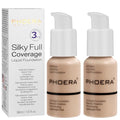 PHOERA Foundation PHOERA Matte Liquid FoundationPHOERA Makeup for Women PHOERA Foundation Full Coverage Concealer 30ml 24HR Matte Oil Control Concealer (102- Nude*2)