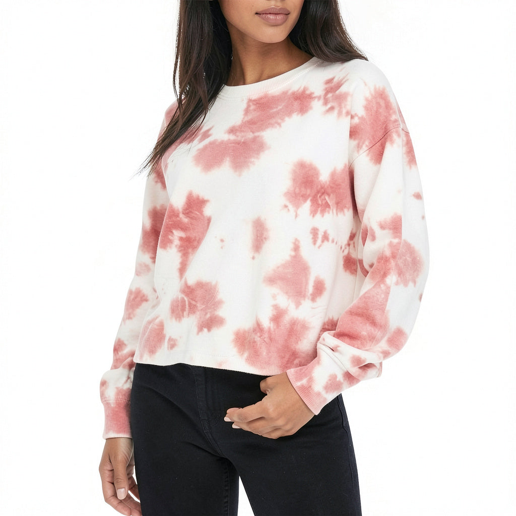 Hippie Rose Juniors Tie-Dye Cropped Sweatshirt, Size Medium