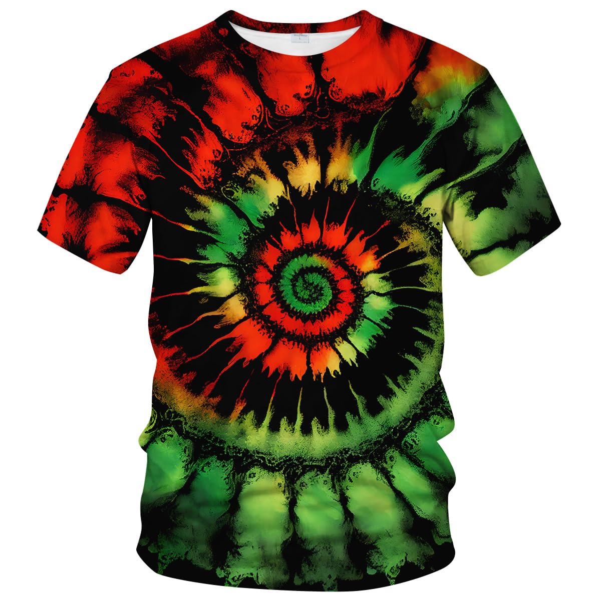 RASBCTK Tie Dye Shirts for Men Women Short Sleeve Mens Tie Dye Shirt Rainbow Tie Dye T-Shirts TeeRedGreenXL