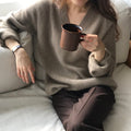 Women's V-neck Knitting Sweater in Gentle Japanese Style