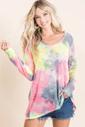 BiBi Tie Dye Print Low Gauge Knit Top