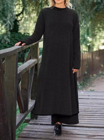 Oversized Knit Lace Casual Hoody Dress