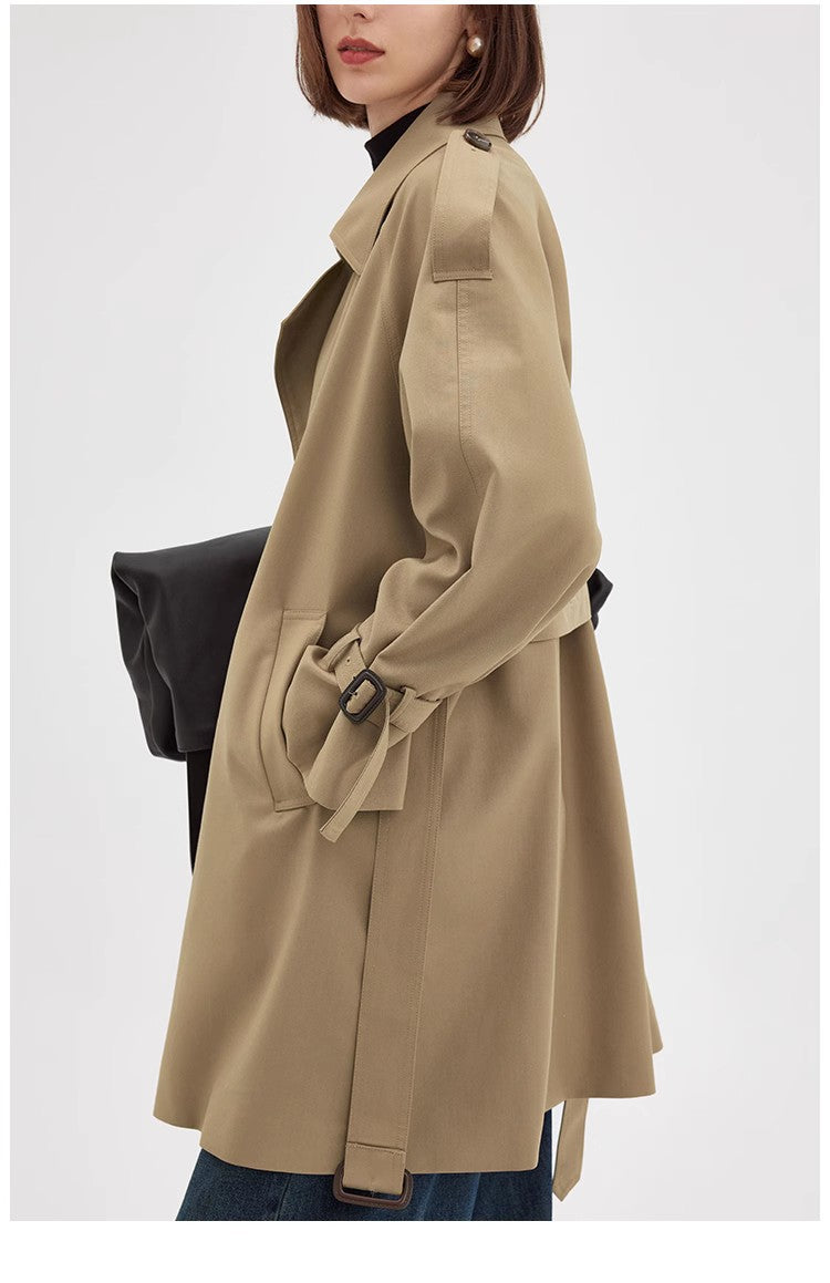 British Double-breasted Loose Mid-length Coat