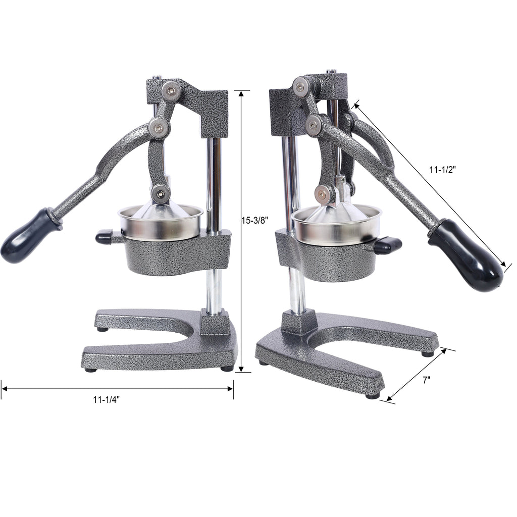 Cast Iron Citrus Juicer , Extra-Large Commercial Grade Manual Hand Press , Heavy Duty Countertop Squeezer for Fresh Orange Juice  ,grey color