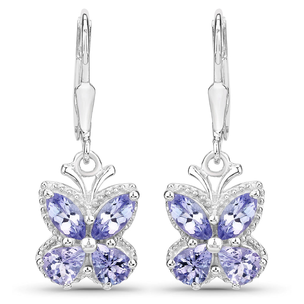 2.08 Carat Genuine Tanzanite .925 Sterling Silver Earrings