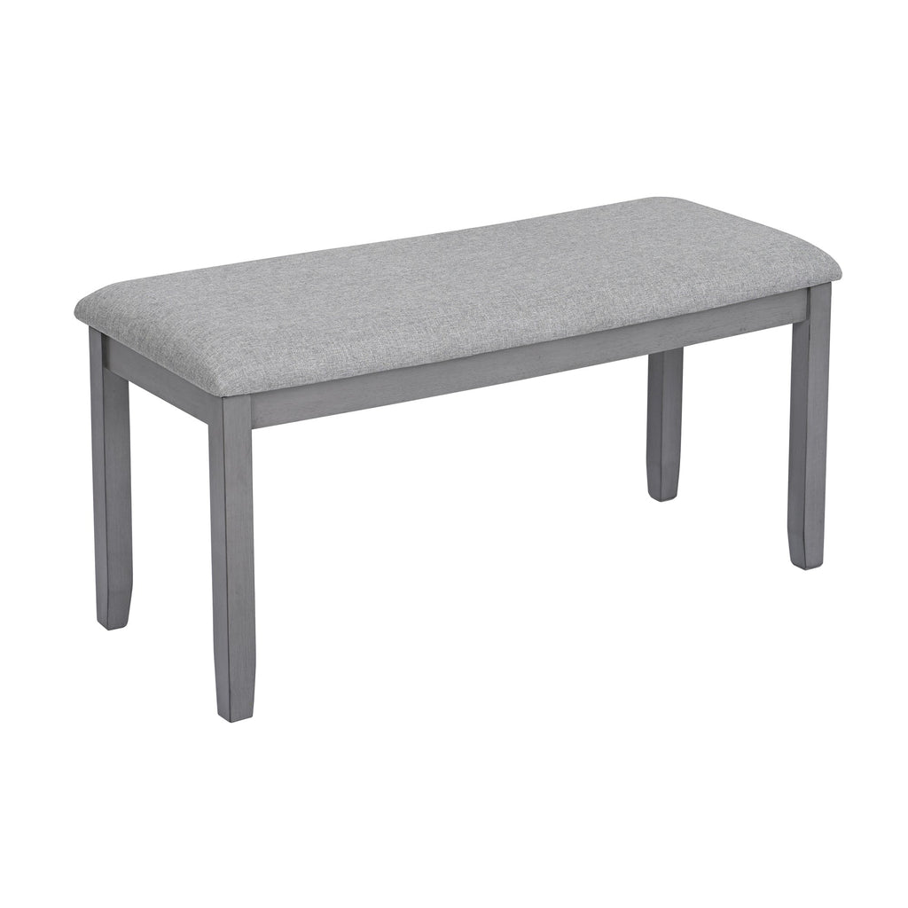 6PCs Kitchen Dining Set, Rectangular Wooden Dining Table with 4 Upholstered Chairs and a Bench, Dining Table Set for 6 People, Living Room, Home Bar and Kitchen, Gray
