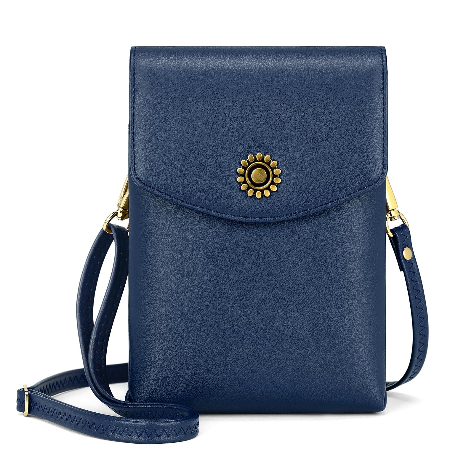 Peacocktion Small Crossbody Bags for Women Cell Phone Bag Wallet Purses with Strap Navy Blue