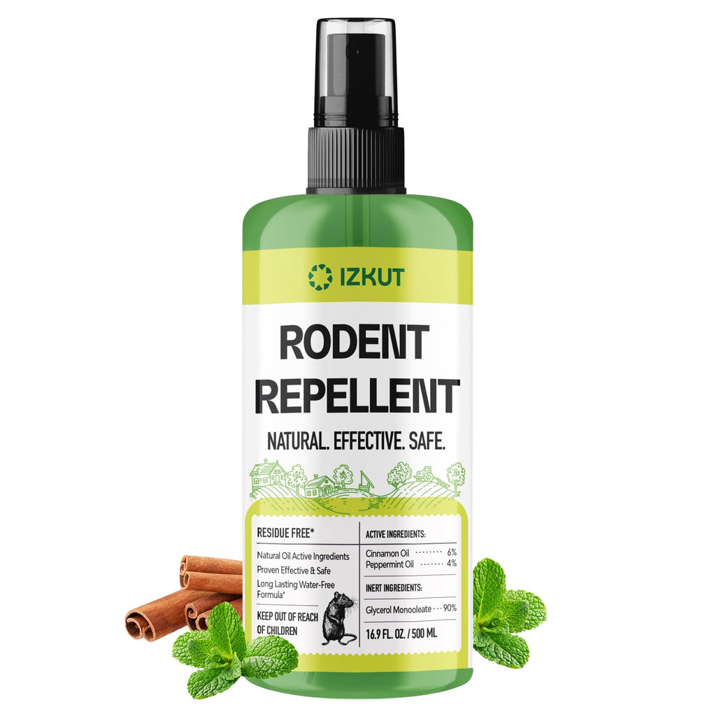 Peppermint Oil Rodent Repellent Spray: Natural Indoor & Car Long-Lasting Mouse Pest Rats Control - Pet-Friendly and Furniture Safe 16.9 Fl. Oz