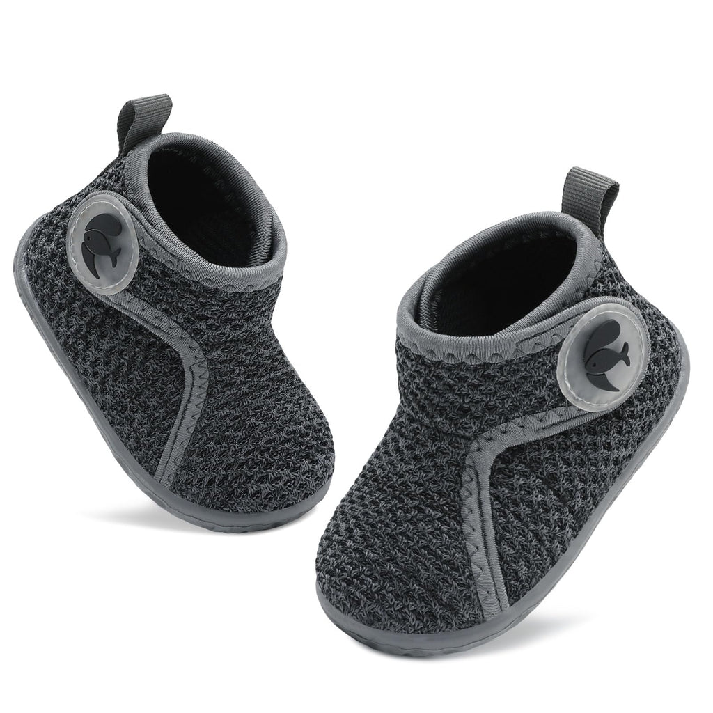 FEETCITY Baby Sock Shoes Infant High-Top Sneakers Baby First Walking Shoes Boys Girls Infant Crib Shoes Grey