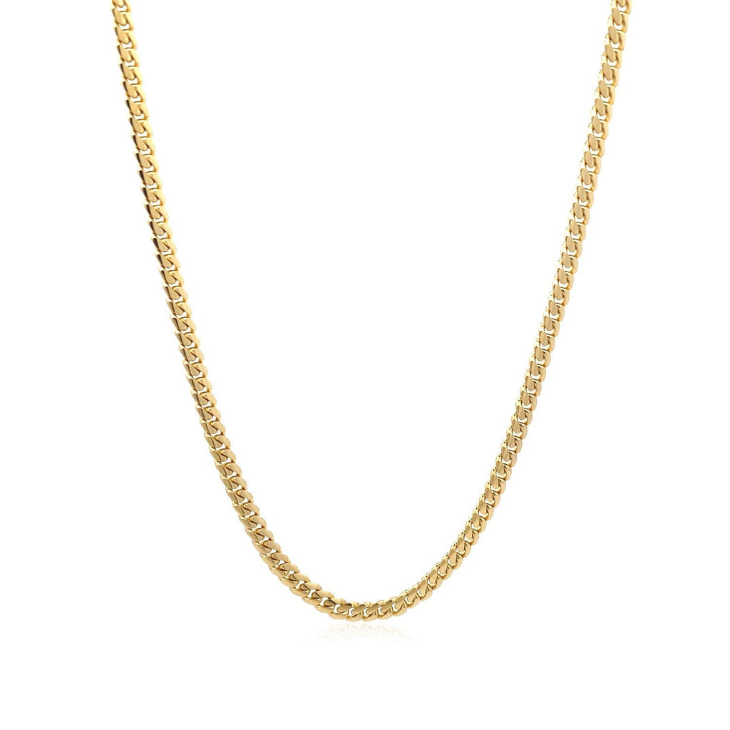 3.2mm 14k Yellow Gold Classic Solid Miami Cuban Chain