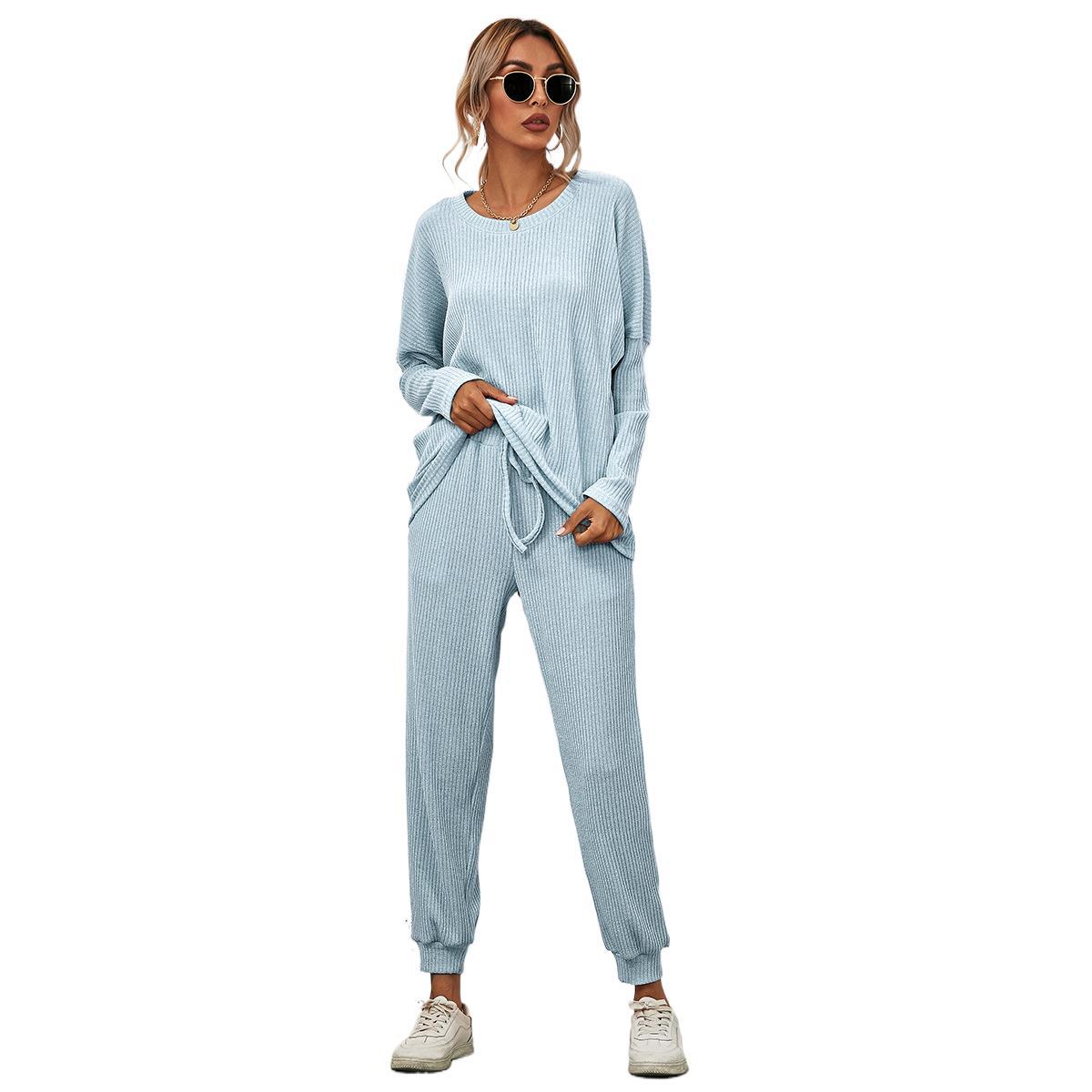 2022 Fall/Winter Women's Loose Solid Color Loungewear Set