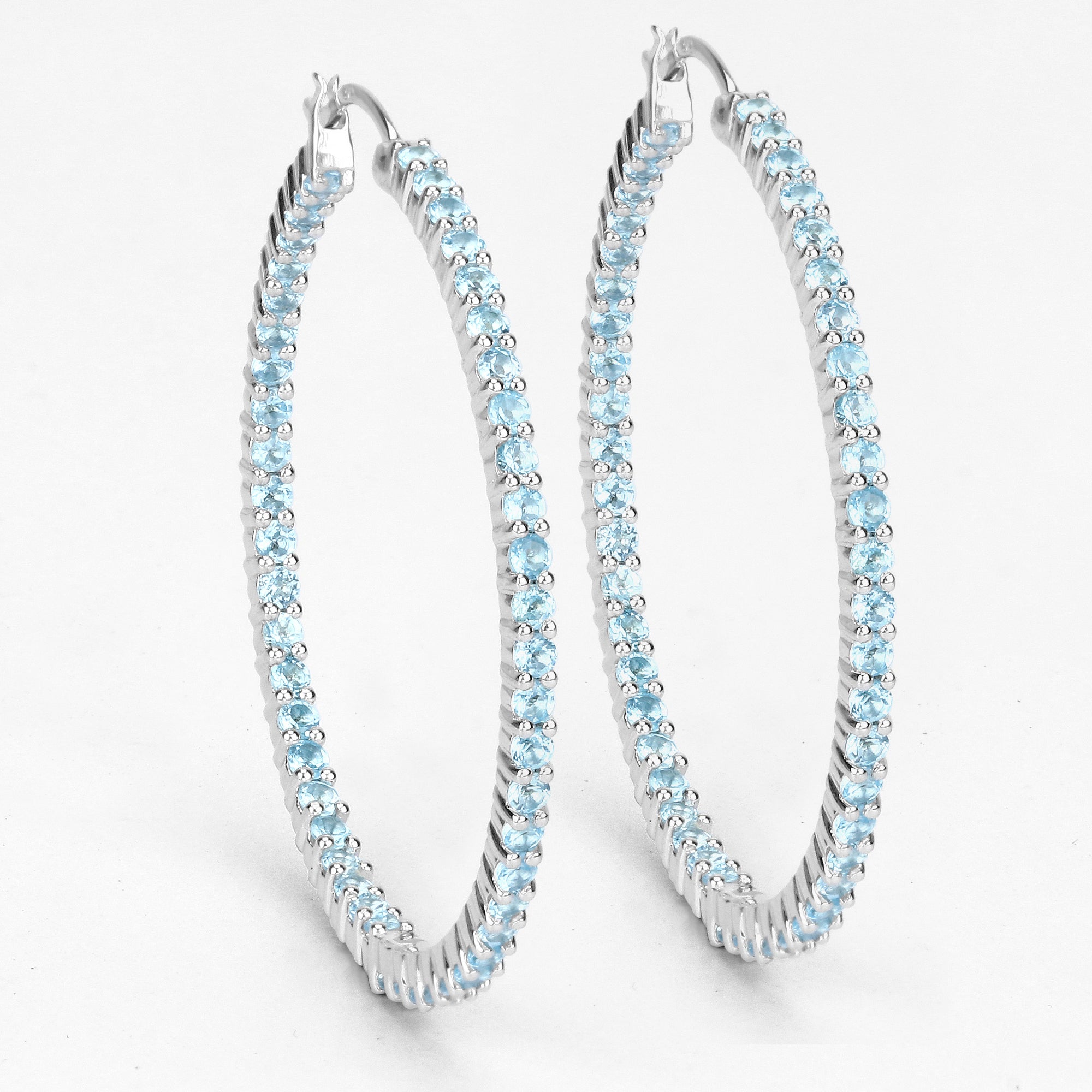 3.60 Carat Genuine Swiss Blue Topaz .925 Sterling Silver Earrings