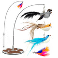 Interactive Cat Toy for IndoorMetal Base Cat ToyCat Wand Toy Bird Simulation Toys Feather Toy 6 PCS Cat Toy Set